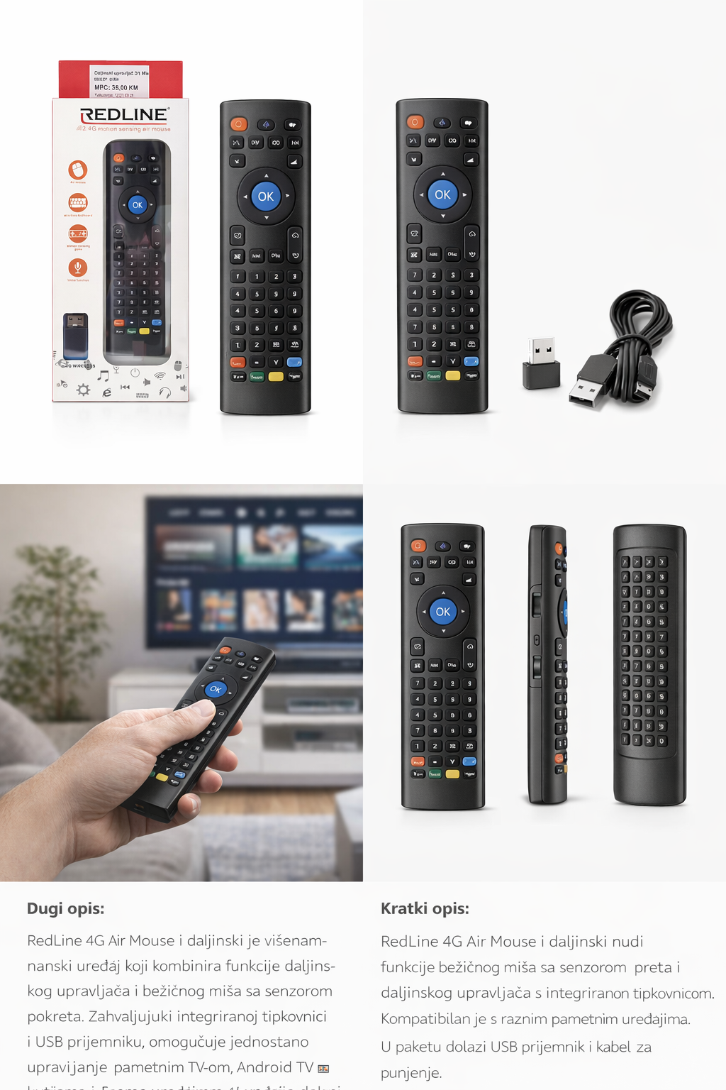 Redline 2.4G Air Mouse – daljinski s bežičnim mišem - Image 4